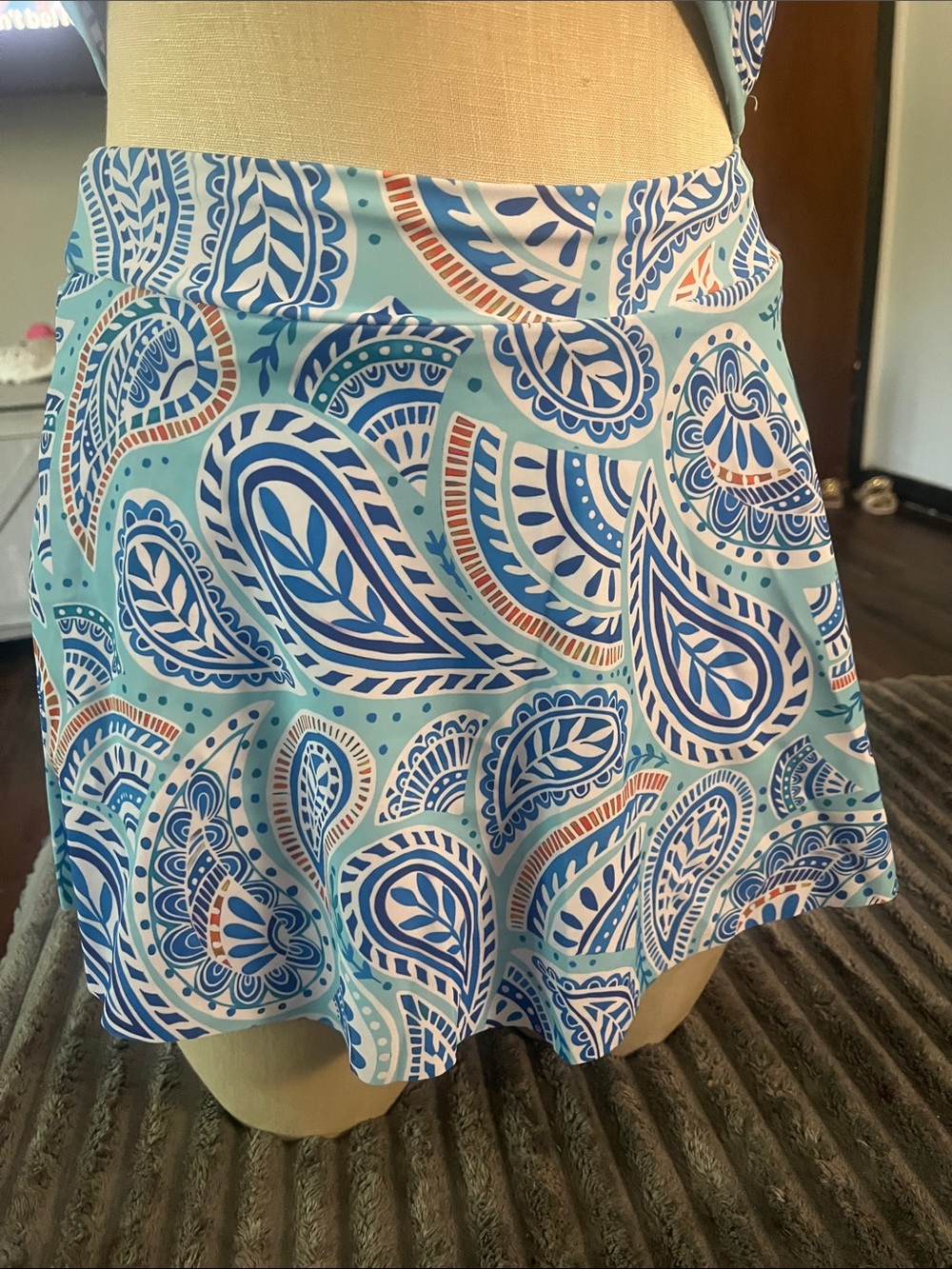 Light Blue Paisley Two-Piece Swim Set - Picture 2 of 3